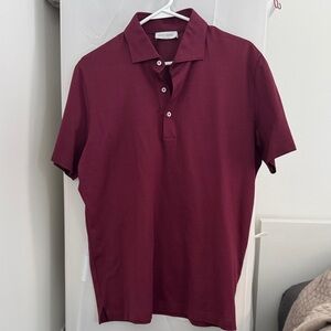 Gran Sasso Men's Wine-Red Short Sleeve Polo. Slim fit